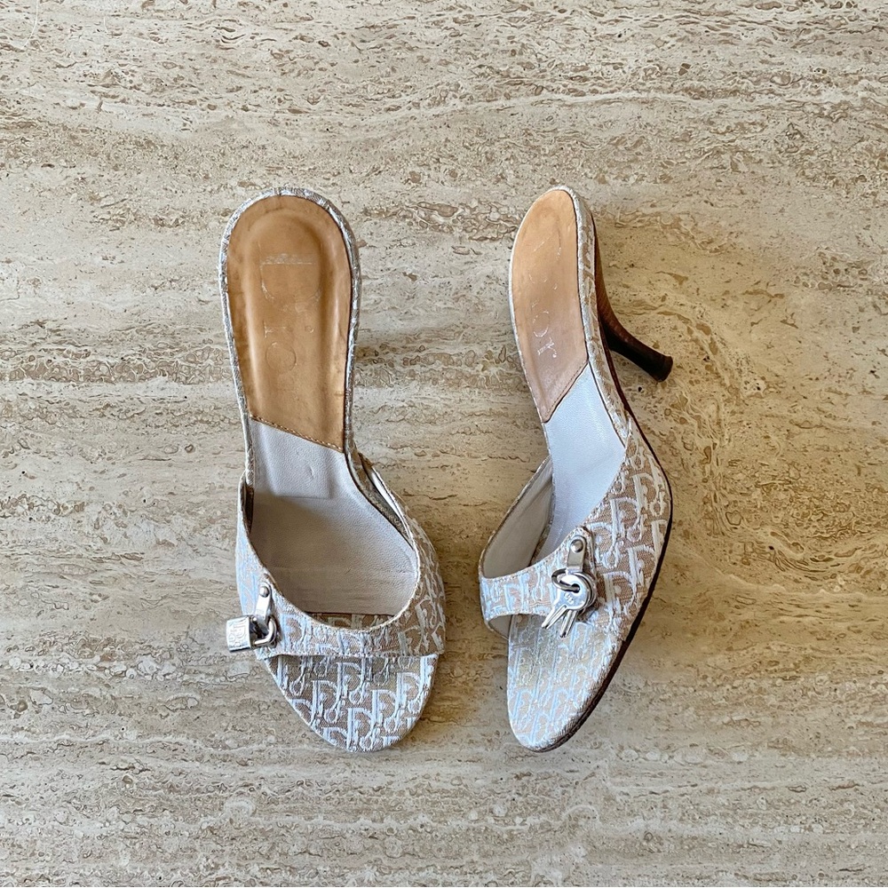 Vintage Dior Trotter Key Lock Mule Sandal Heels
